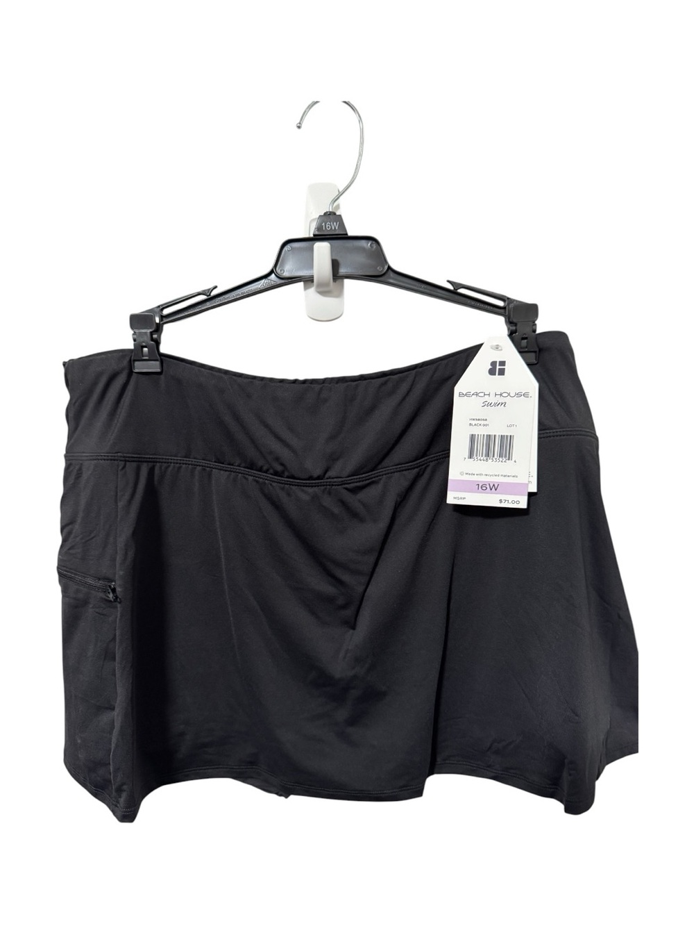 Beach House Black Swim Skort with Side Pocket